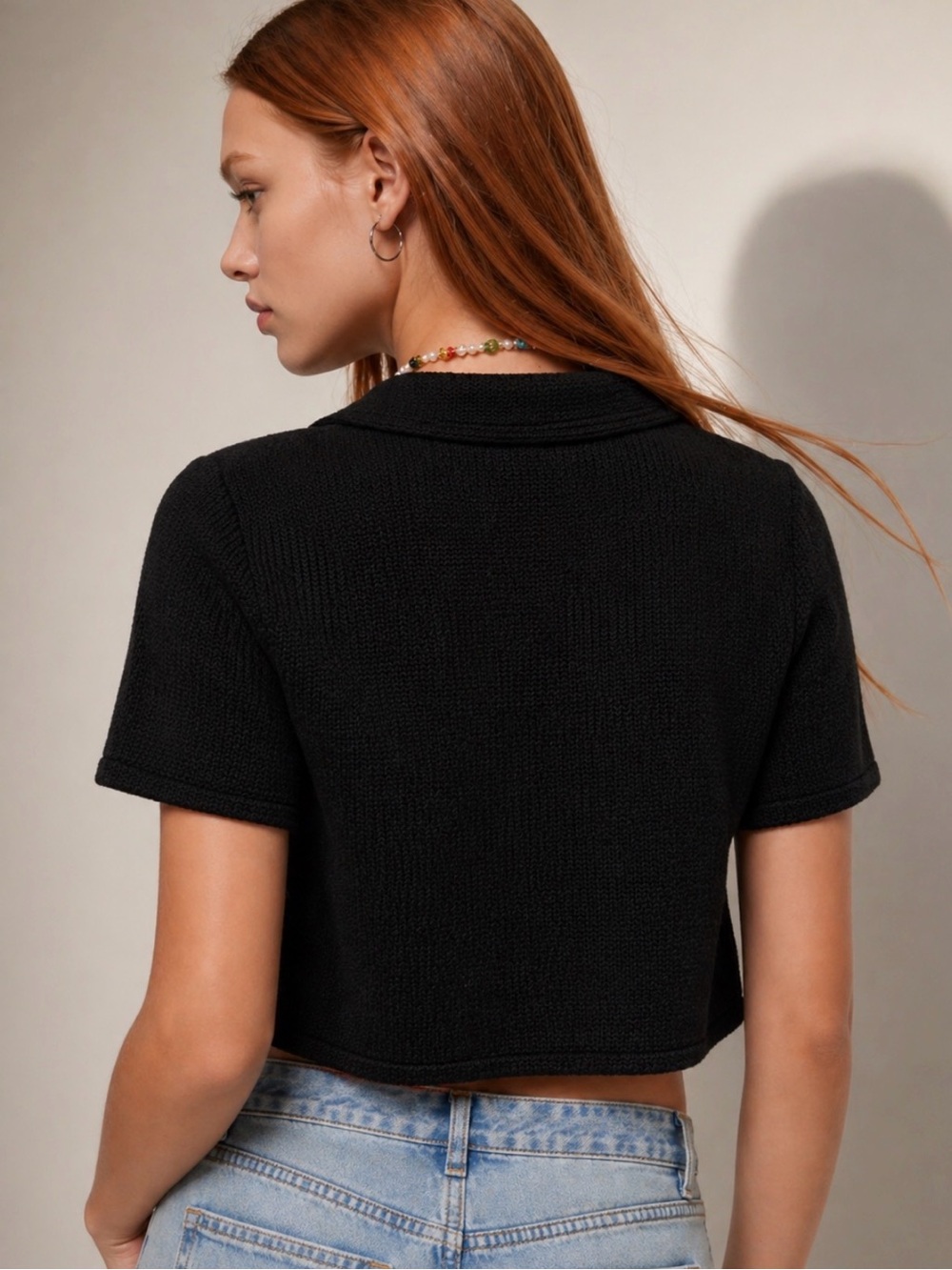 Aritzia SUNDAY BEST Tuesday Black Cropped Button-Front Top Size S - Picture 5 of 7